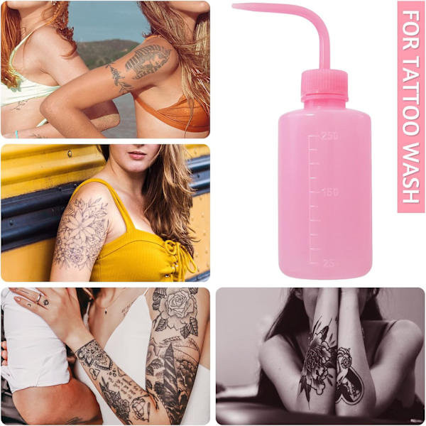 4-pack 250 ml tvättflaska i plast, tatueringstvättflaska, vattenspruta, klämflaska, diffusorflaska, matdispenser, salladsflaska, syltflaska