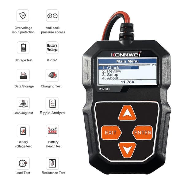 Kw208 Er Bil Digital 12v 100-2000cca Fordons Er Verktyg