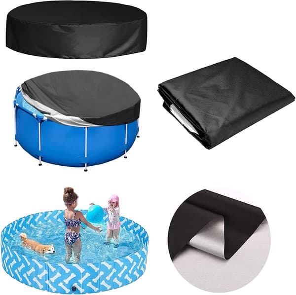 Skydd för rund pool, 244 cm, vintertäckning för ovanmarkspool, hopfällbar och vattentät pooltäckning