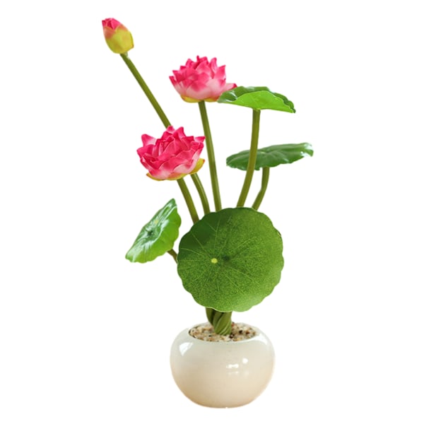 Lotus liten rund bonsai kunstig plante interiørdekorasjon falsk