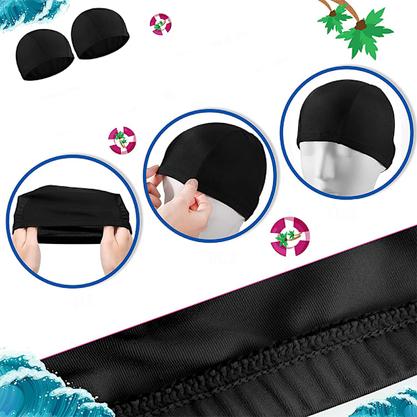 Badmössor för alla, Vattentätt solskydd Lättorkande, Svart Universal Passform (2-pack)