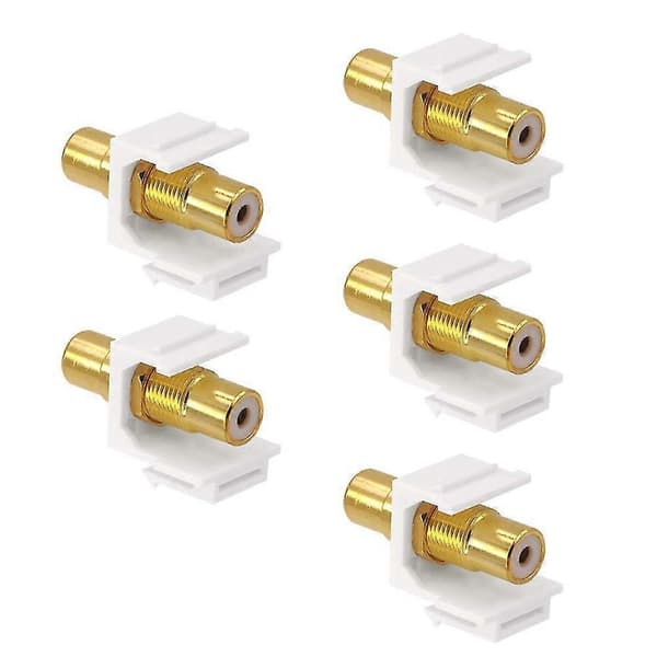 10-pack RCA Jack Insatskontakt Hona Snap-In Adapter Port Guldpläterad Inline Kopplare För Väggplatta