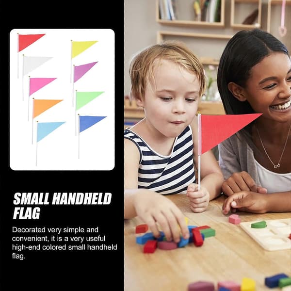 9 stk. små håndholdte flagg, mini-vinkeflagg, hageflagg, små flagg i polyester