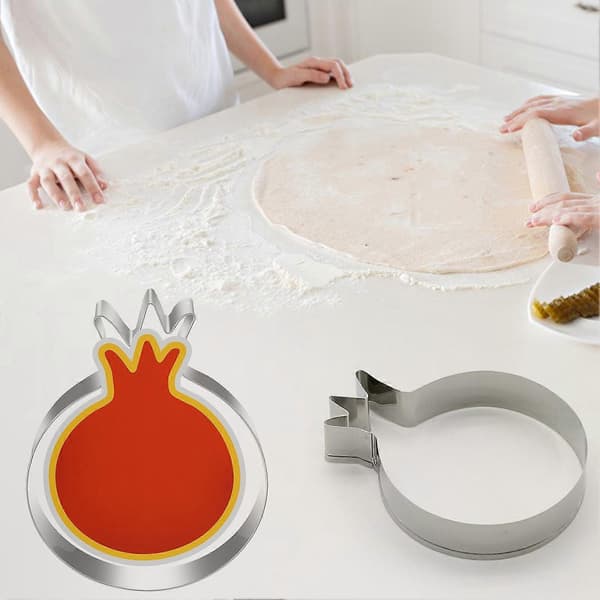 5 stk. kageform non-stick skarp skærekant granatæble rustfrit stål kiksform til spisestue