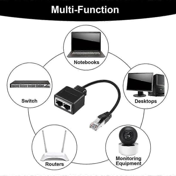 Adapterkabel Ethernet-splitter 1 till 2-kabel kompatibel med Cat 7 LAN Ethernet-kontakt