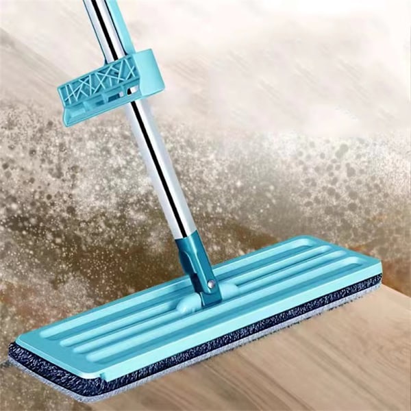Lattia Mop Kuiva Märkä Kaksoiskäyttöinen Mikrokuitu Vapaa Käsinpesu Tasainen Puhdistus Laatta Mop Kotikäyttöön Sininen Mop, 1 Kpl Pyyhkeitä
