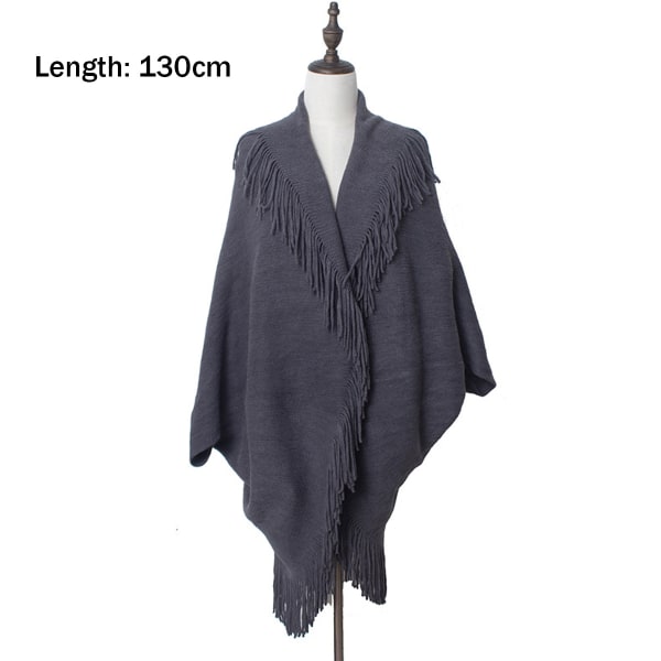 Dam varm sjal wrap öppen framsida poncho cape färgblock