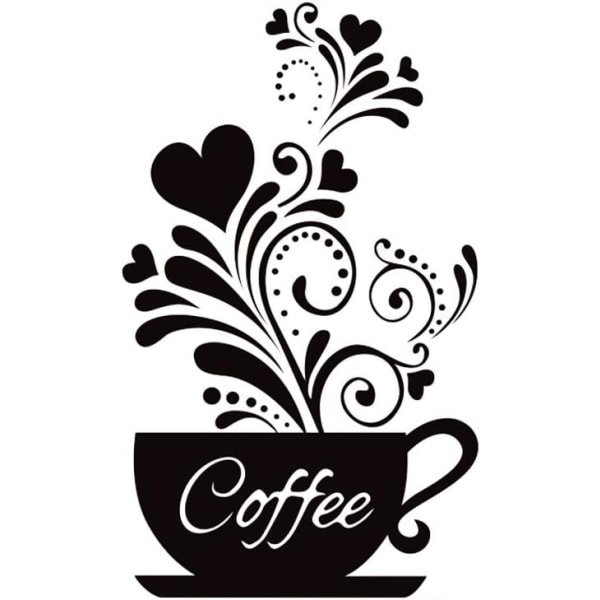 SITAKE "Coffee Cup + Flower" Väggdekor, svart kaffe De