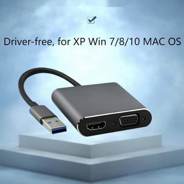 Usb3.0 Til -kompatibel +vga Hd Skærm Samtidig Display Konverter, Understøtter 1080p, Til Xp Win 7/8/