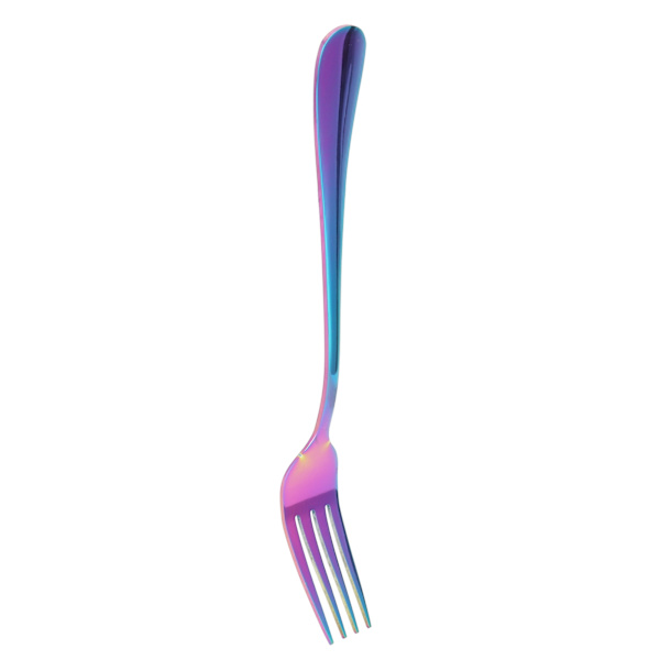 Gaffel i rustfritt stål, vestlig stil, bestikk, egnet for restaurant, kjøkken, hjem, regnbuefarger