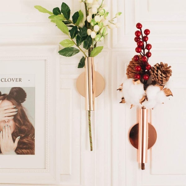 Väggmonterat blomrör för blomsterarrangemang, väggdekoration i metall