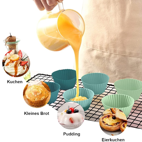 Cupcake Creations Unleashed, Non-Stick Cupcakeformar Livsmedelsgodkänd Silikon Återanvändbara Bakformar, BPA-fria, Ugnssäkra, Diskmaskinssäkra, Flexibla Muffinsformar