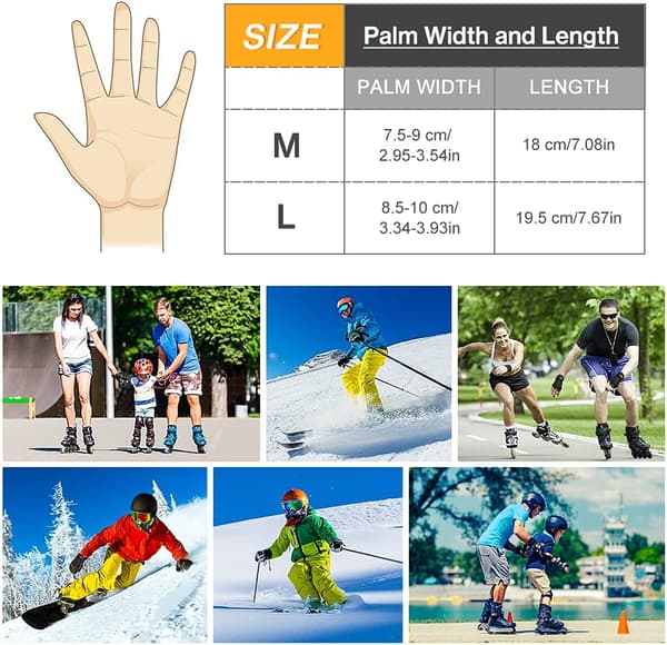 Handledsskydd set, 2 delar handskridskoskydd skyddsutrustning justerbara handledsskydd handledsstöd scooterhandskar för barn tonåringar vuxna