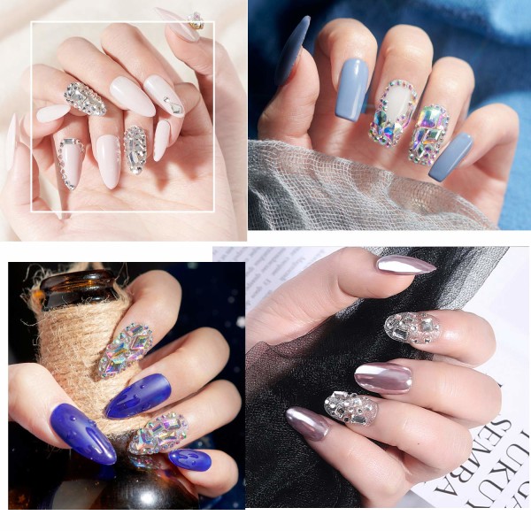 Blandade storlekar Flatback Rhinestones, Non Hotfix Round Crystal Gems