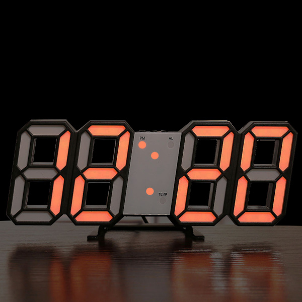 3D LED Digital Vekkerklokke Bord Vegg Moderne Vekkerklokke