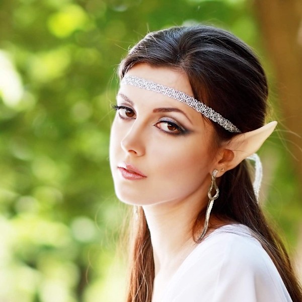 Återanvändbara Tvättbara Cosplay Älv Pixie Alv Öron, Lättburna Mjuka Spetsiga Öron, Perfekt för Halloween Jul Kostymtillbehör,
