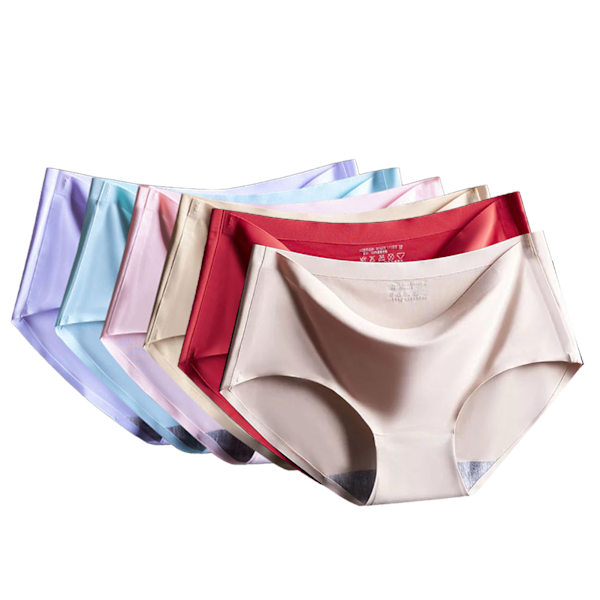 Blandade XXL 6PCS Ice Silk Trosor Mid Waist Andningsbar Elastisk Mjuk Andningsbar Underkläder för Kvinnor