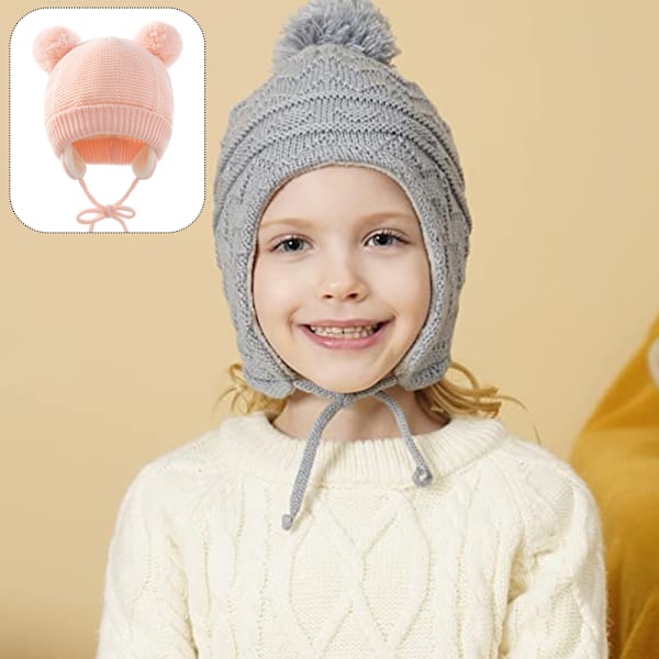 Barnens fläta hatt, varm öronprotektion barnens stickning