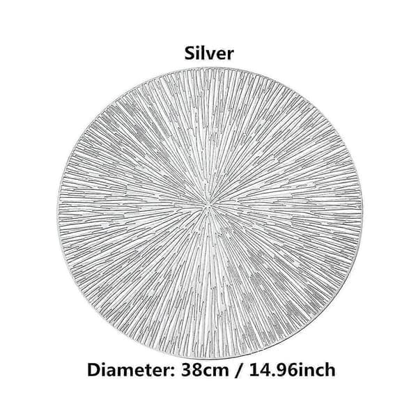 1 stk. runde spisebrikker, uthulet PVC-rottemåltidsmatte, anti-varm spisebordslinjemåtte, biff