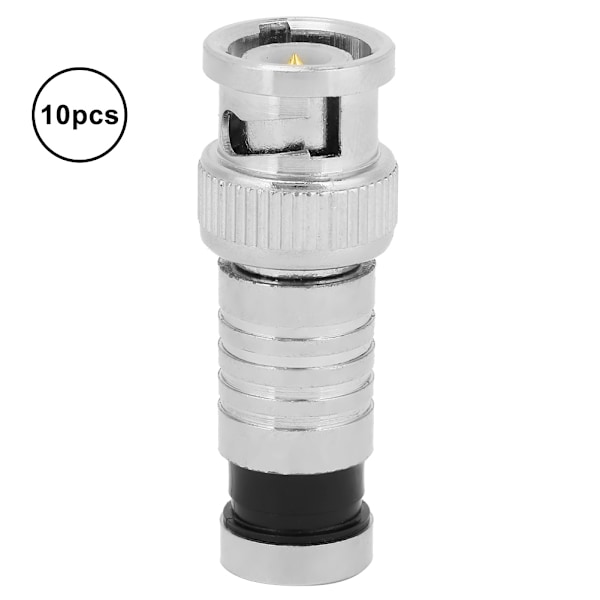 10 st BNC-kompressionskontakter, hane, FR-koaxial Q9-adapter för RG59 CCTV-system