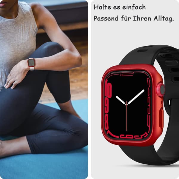 Slimmad passform designad för Apple Watch Series 7 (45mm), Metallic Red