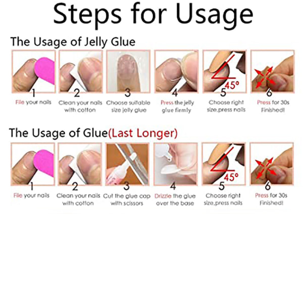 Joefnel Press on Nails - Europeiska falska naglar Press on Nails UV