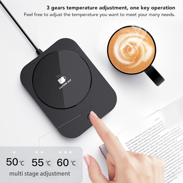 Smart Mug Warmer 3 Växlar Kontroll USB-driven Värmeplatta Mjölkkopp Isolering Värmare Svart