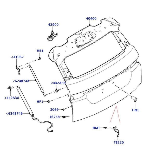 Lr114632 Bakluke Støtte For Evoque 2020- V/h Trunk Strut