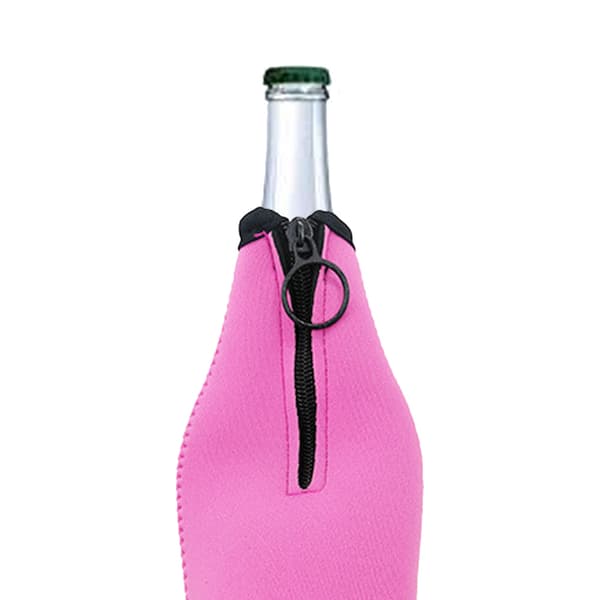 Kylväska enkel dragkedja flaskskydd 330ml dykmaterial ölflaskfodral pink