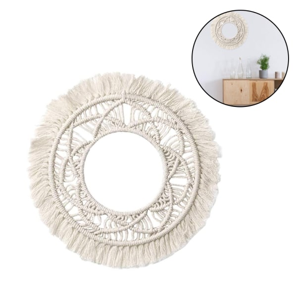 Vävd gobeläng Rund Boho Macrame Gobeläng Vägghängande Hand- Kn