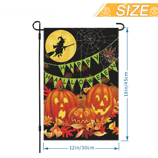 Halloween-puutarhalippu 12 x 18 tuumaa, Halloween-liput pellavaa