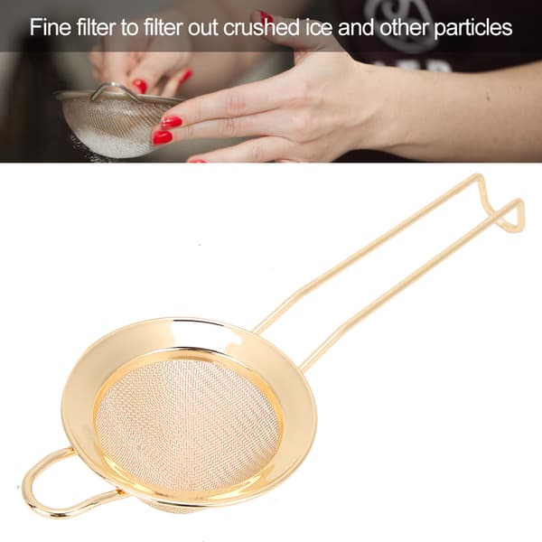 Profesjonelt Bartender-valg: Finmasket Cocktail Sil, Gull Rustfritt Stål Sikrer Kvalitetskonstruksjon, Ergonomisk Design For Enkel Håndtering