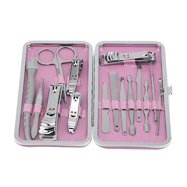 15 st rostfria nagelsaxar, nagelklippare, set för fingernaglar och tånaglar (rosa)