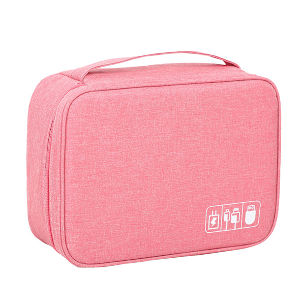 Datakabeloppbevaringspose Separat oppbevaring Oxford stoff Reiseelektronikkpose for kabler Ladere Harddisk Rose Red