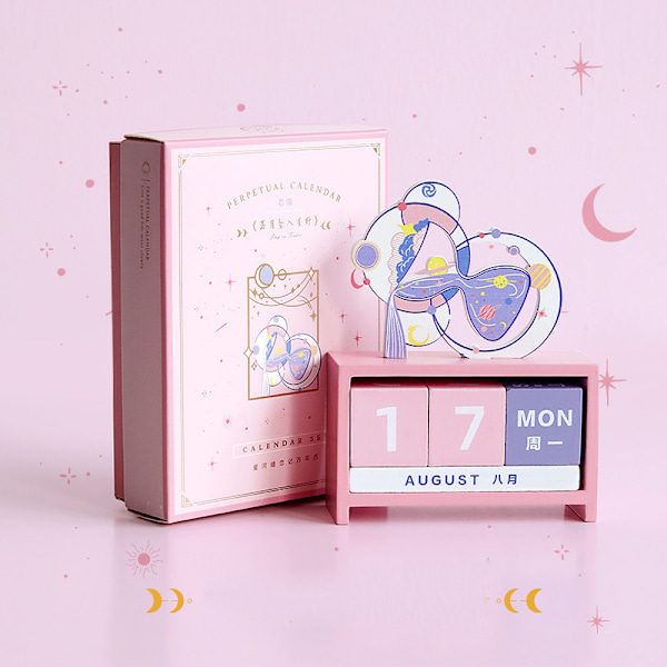 Skrivbordskalender Trä Heminredning Evighetskalender Manuell Återanvändbar Block Present Typ 2 Ingen Väska