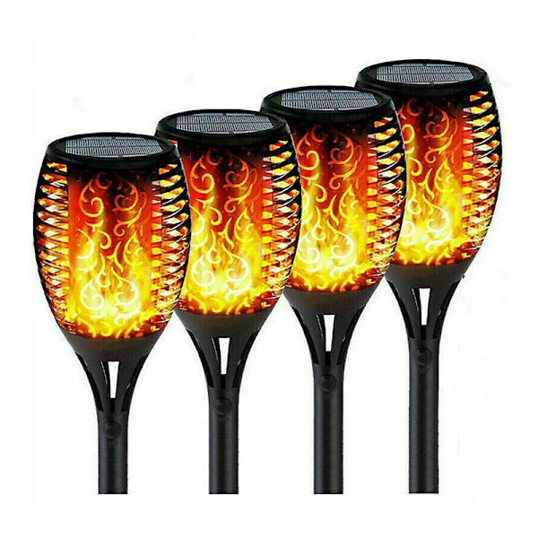 2 stk 12 LED Solcelle Flamme Lys Utenfor, IP65 Vanntett Solcelle Hage Lys-Bdd