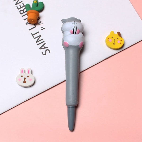 Bløde Squishy Penne - Søde & Stressaflastende - Glat Skrift - Kawaii Gelblækpen til Julegaver & Skoleartikler - Hamster
