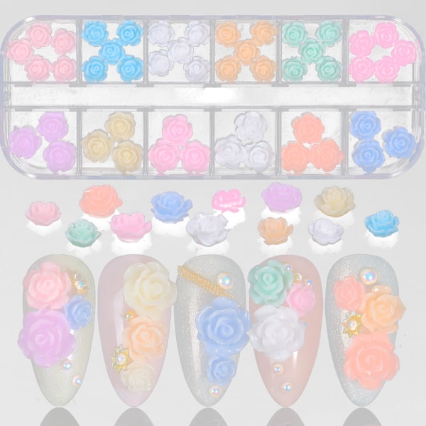 3D Nail Art Blomsterberlocker För Nagelblomma, Nageljuveler och dekorationer för akrylnaglar Style 6