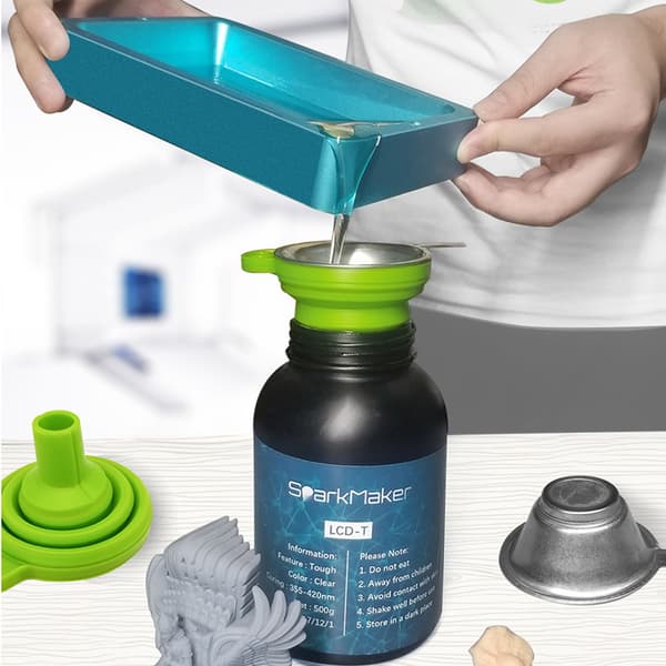 Resinfiltre til 3D-printer, 2 sammenklappelige silikone tragte med