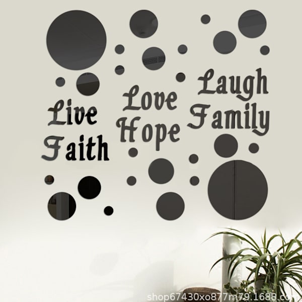 Solid Circle Love Life Laugh Veggdekor
