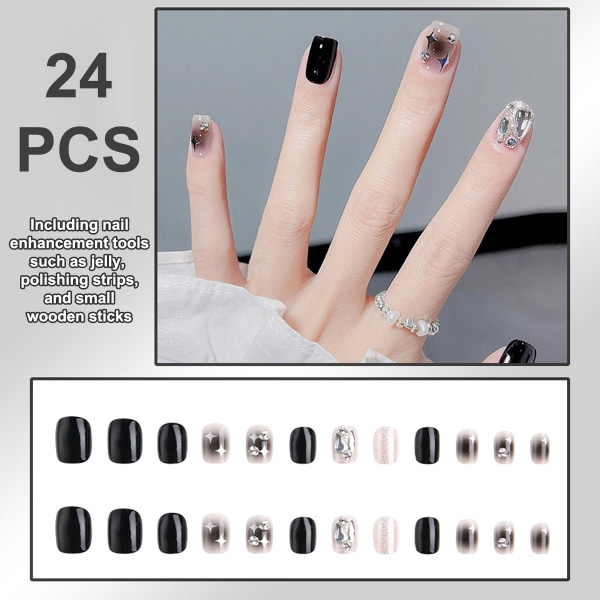 Kvinnors falska nagellim akryl falska nagelset återanvändbart set set av 24 delar