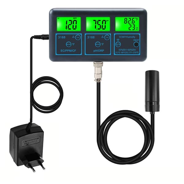7-i-1 Multi-Parameter Vandkvalitetsmåler til Akvarier Hydroponics, Real-Time Ph, Orp, Ec, Ppm, Cf, Fugtighed og Temperaturanalyse Via App