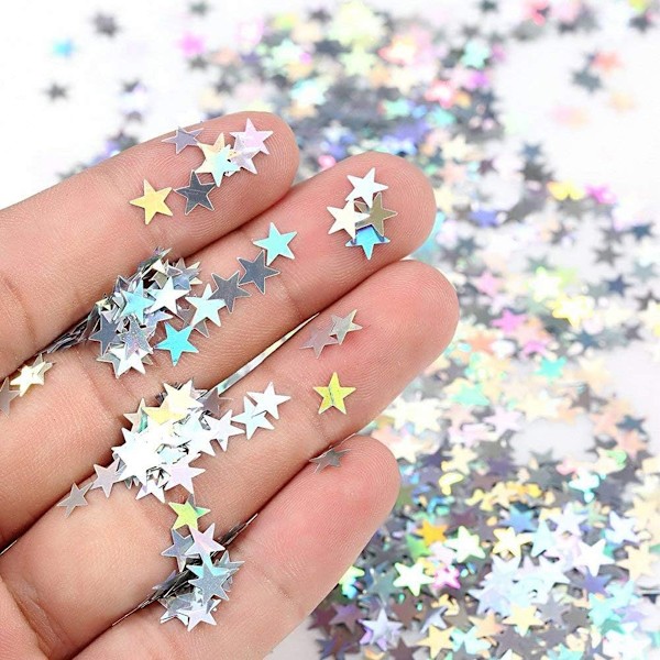 3000 stk Glitrende Stjerne Løse Sekvens Paljetter Bryllupskjole Dekorasjon DIY 6mm (Sølv #3)
