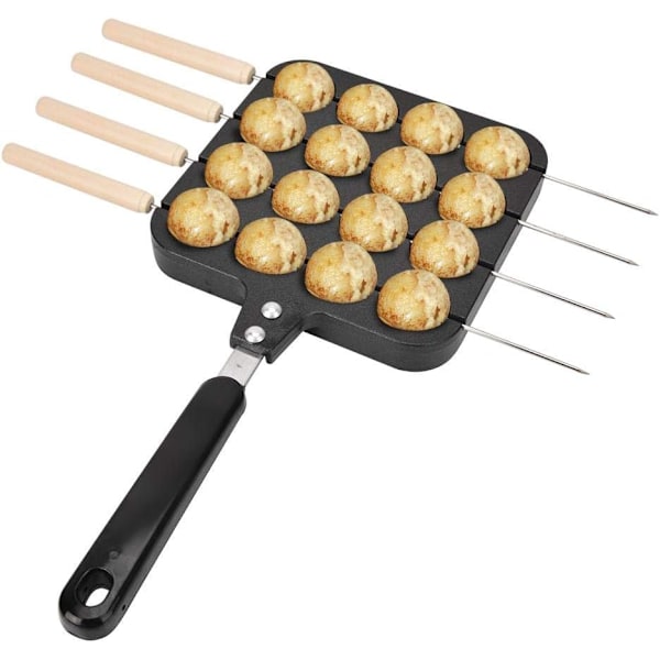 Enkel Takoyaki & Pannkaksperfektion, 16-Håls Non-Stick Takoyakipanna i Gjuten Aluminium, Högkvalitativ Aluminium För Jämn Värmefördelning Och Hållbarhet