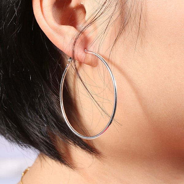 6 par/set Dammode Stora Creolörhängen Legering Stora Loop Cirkel Örhängen (Silver)