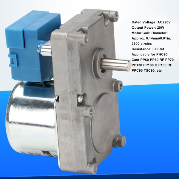 Augermatarmotor 20W Stark Ledningsförmåga Pelletsugnsmatarmotor för Elektrisk Spis Ugn Dryckesskåp AC220V 3r Per Minut (200kg.cm)
