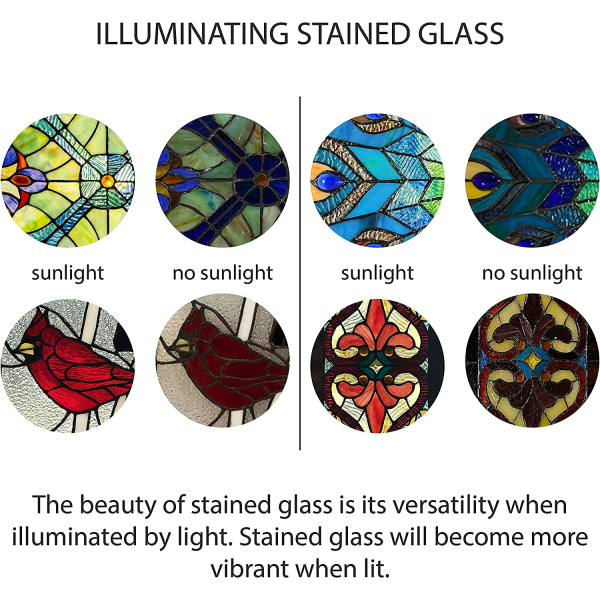 10 Tuuman Korkea Stained Glass -Aurinkokoukku Ikkunapaneeli Sininen Keltainen