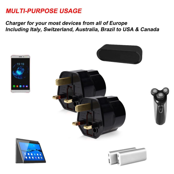 Europeisk standard till brittisk standard pluggadapter, set med 2 pajer