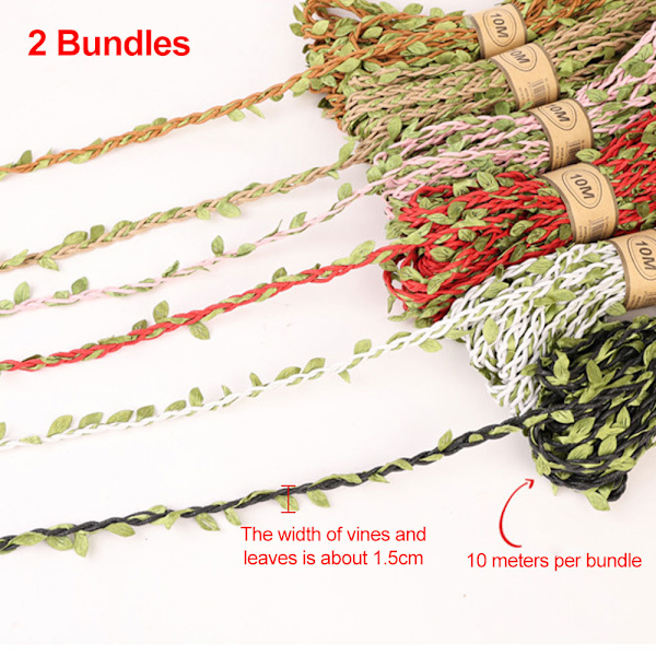 Tilbehør Grønne Blade Blad Trim Bånd 21 Yards til DIY Håndværk Fest Bryllup Hjem Dekoration