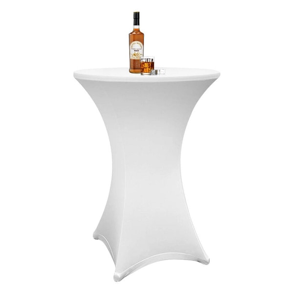 Eventdekoration: Elegant vit spandex bordsduk, cocktailanpassat överdrag med skrynkelfri design, slitstark spandexpolyester för runda ståbord